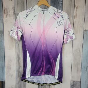 Santic Cycling Zip Up Shirt Pink Purple Size Large